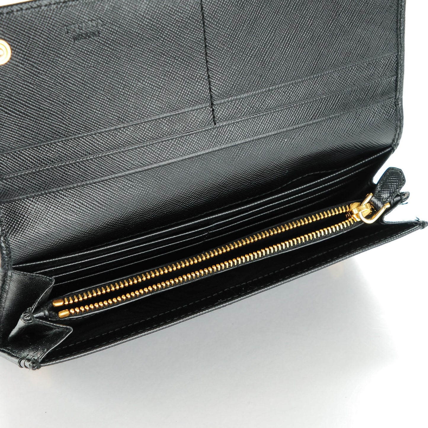 Saffiano Metal Continental Flap Wallet Nero Black