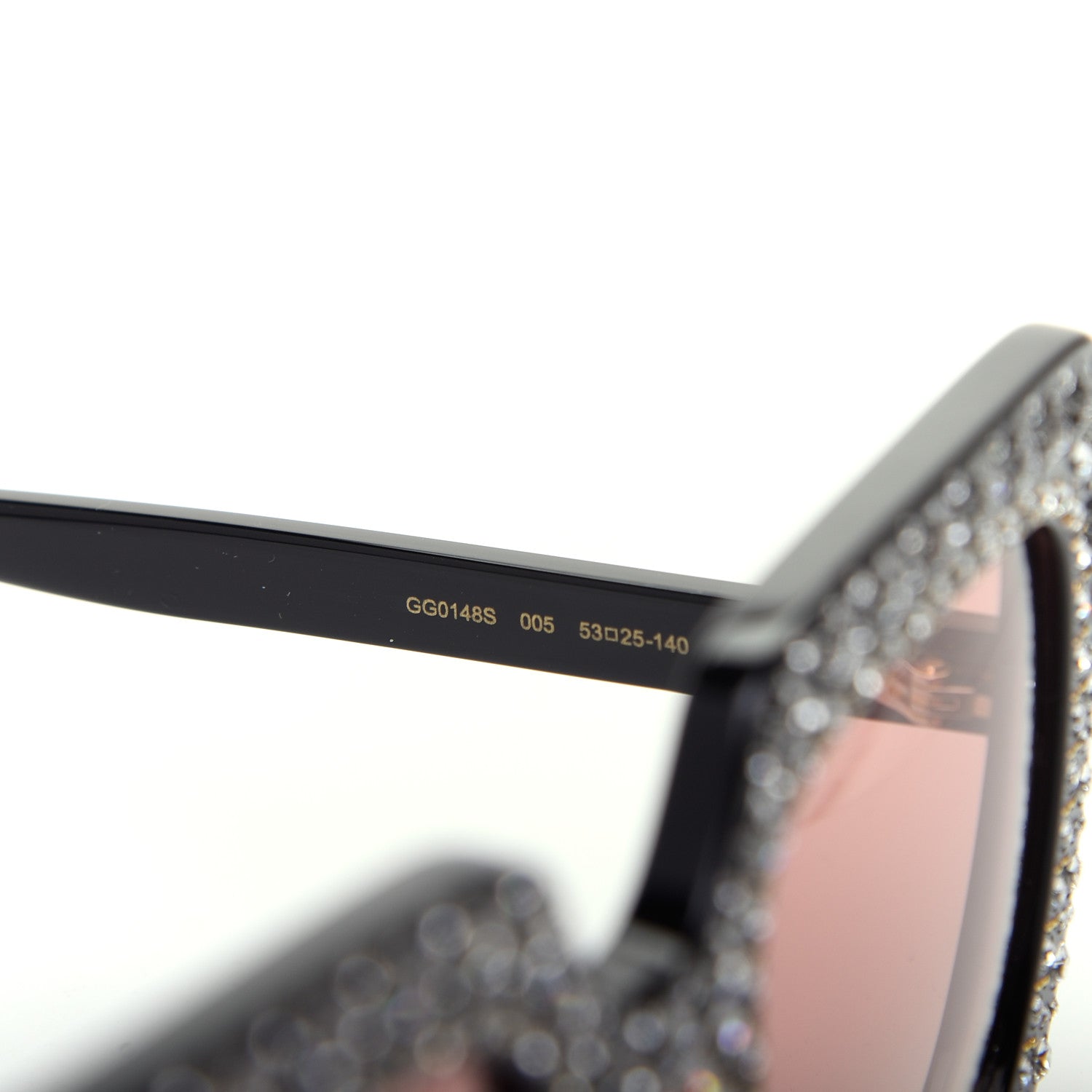 Gucci Acetate Crystal Oversize Sunglasses GG0148S Black 6 of 8