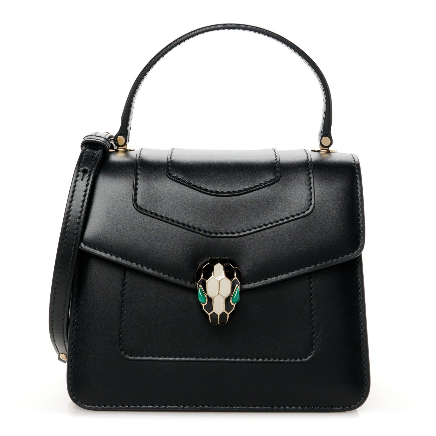 Calfskin Serpenti Forever Top Handle Black