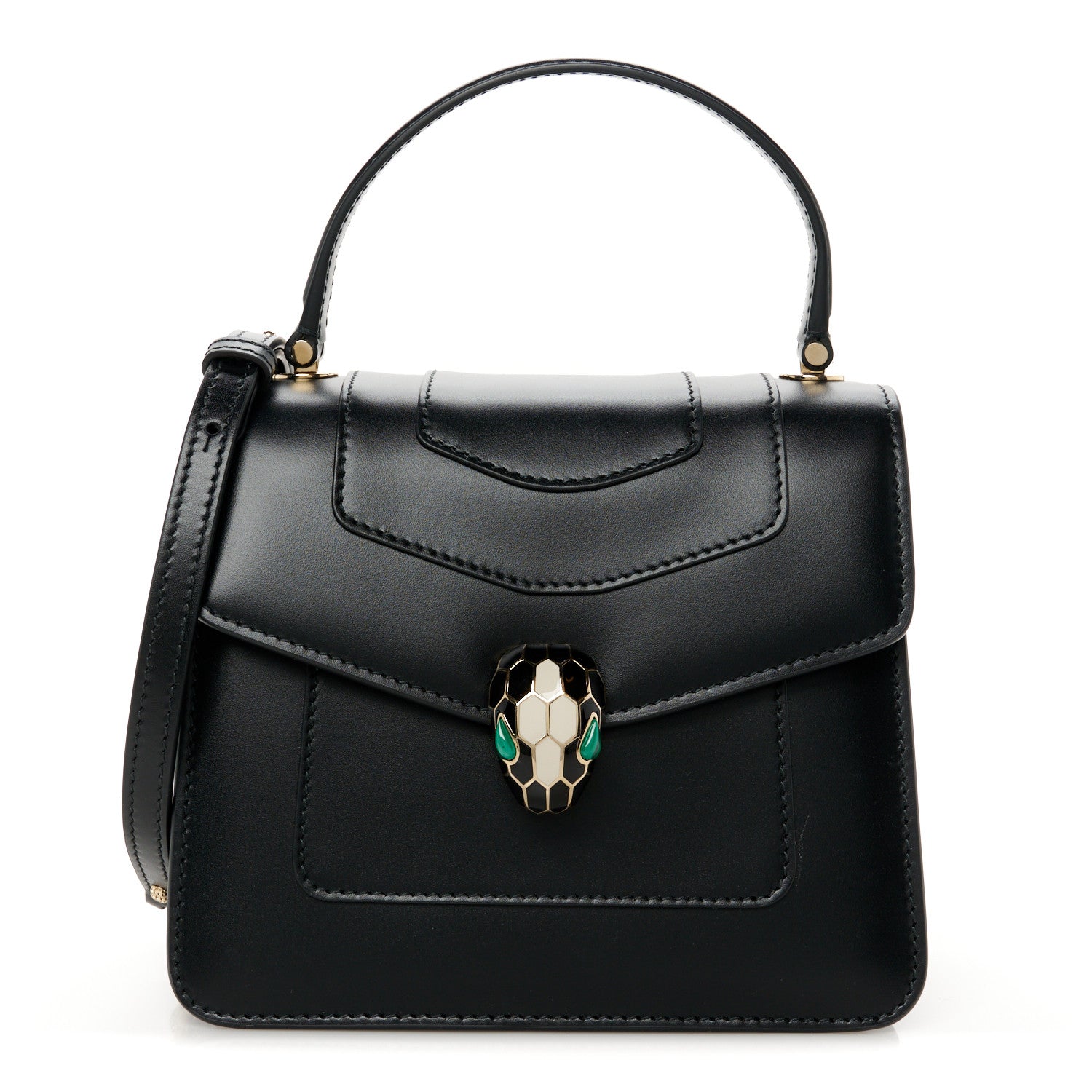 Bulgari Calfskin Serpenti Forever Top Handle Black 1 of 11