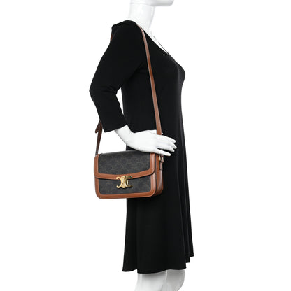 Celine Calfskin Triomphe Canvas Teen Triomphe Bag Tan 3 of 12
