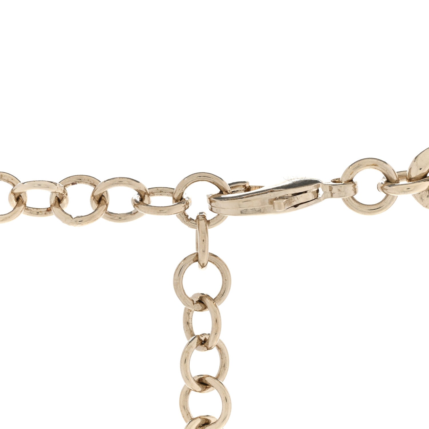 Chanel Metal Crystal Heart CC Chain Necklace Gold 5 of 7