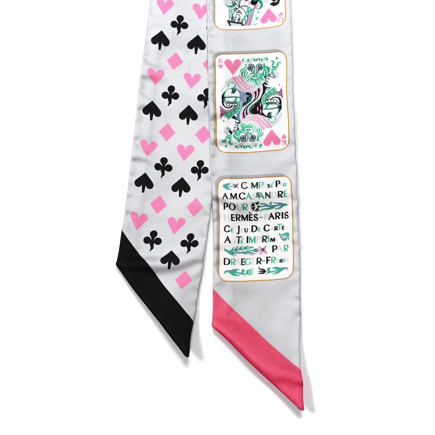 Hermes Silk Jeu de Cartes Twilly Gris Perle Rose Black 5 of 5