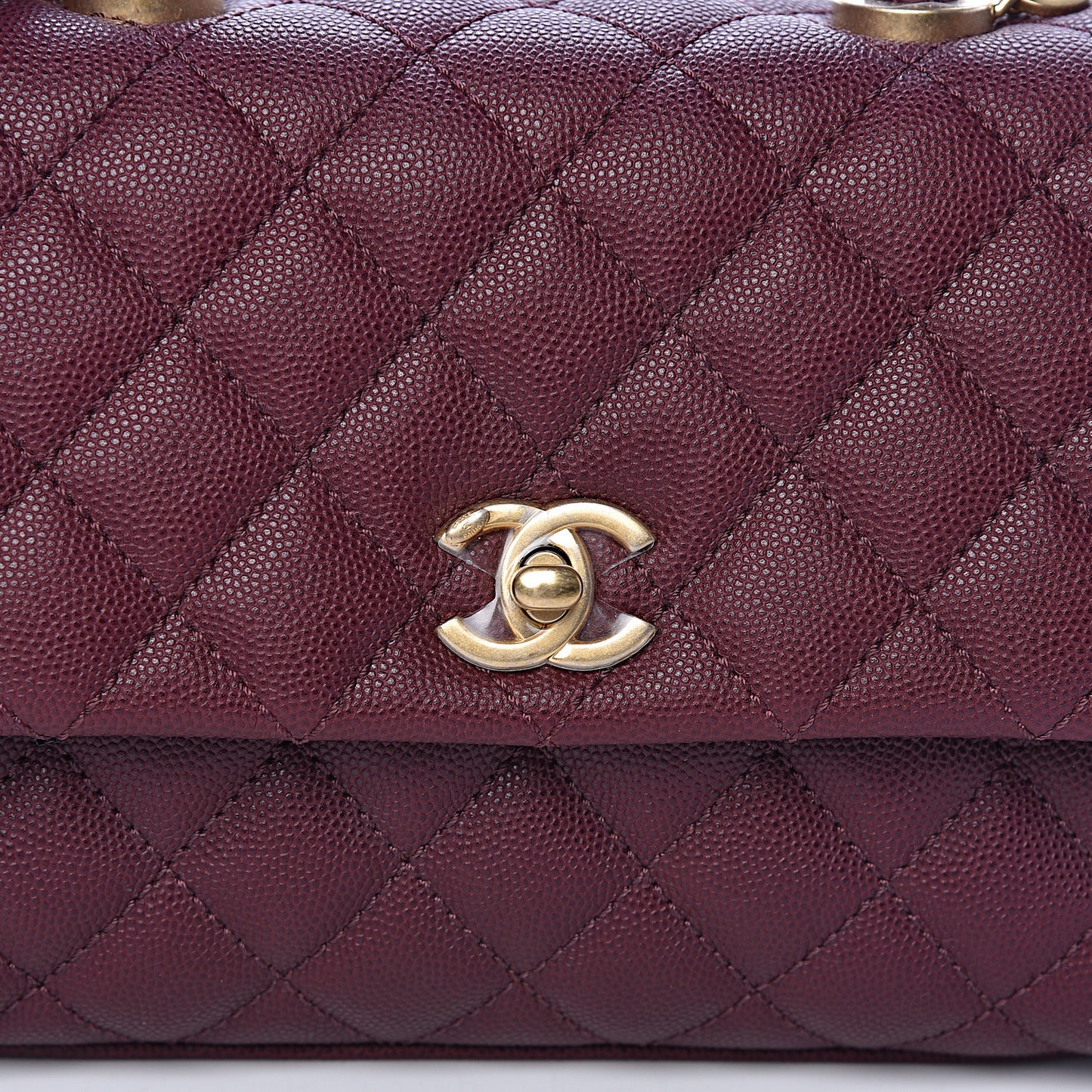 Caviar Lizard Quilted Mini Coco Handle Flap Burgundy