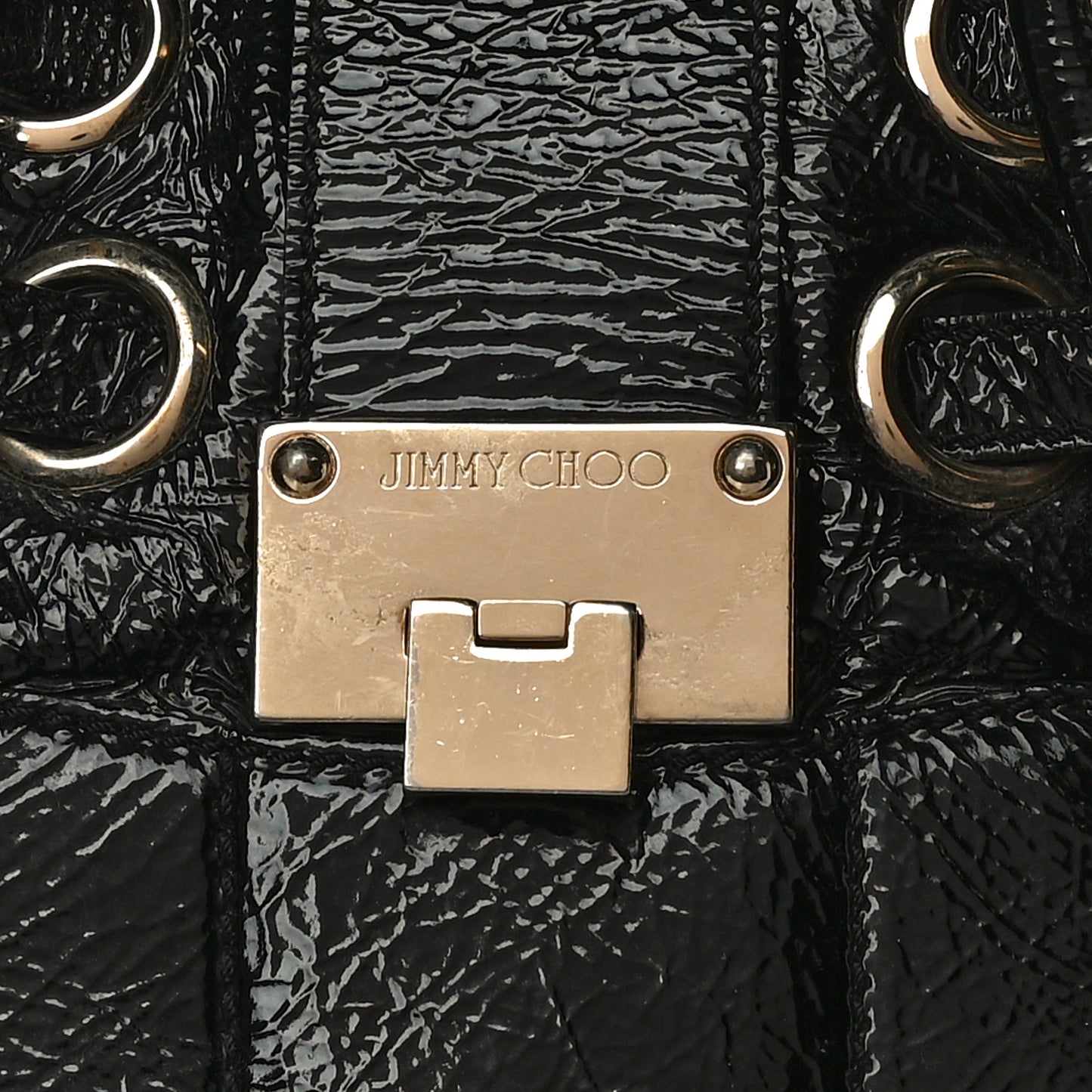 Crushed Patent Riki Bag Black
