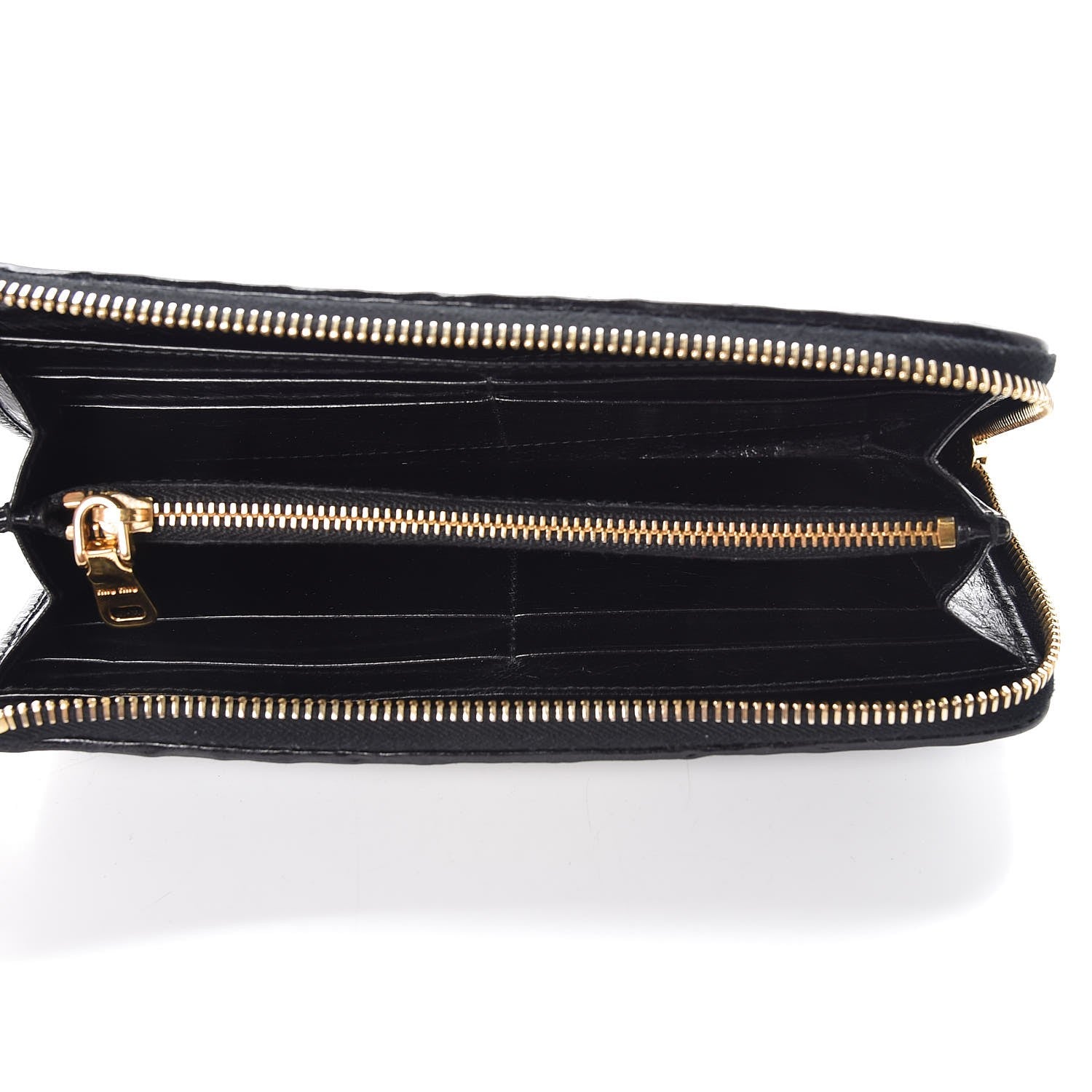 Miu Miu Nappa Matelasse Lux Zip Around Wallet Black 5 of 7