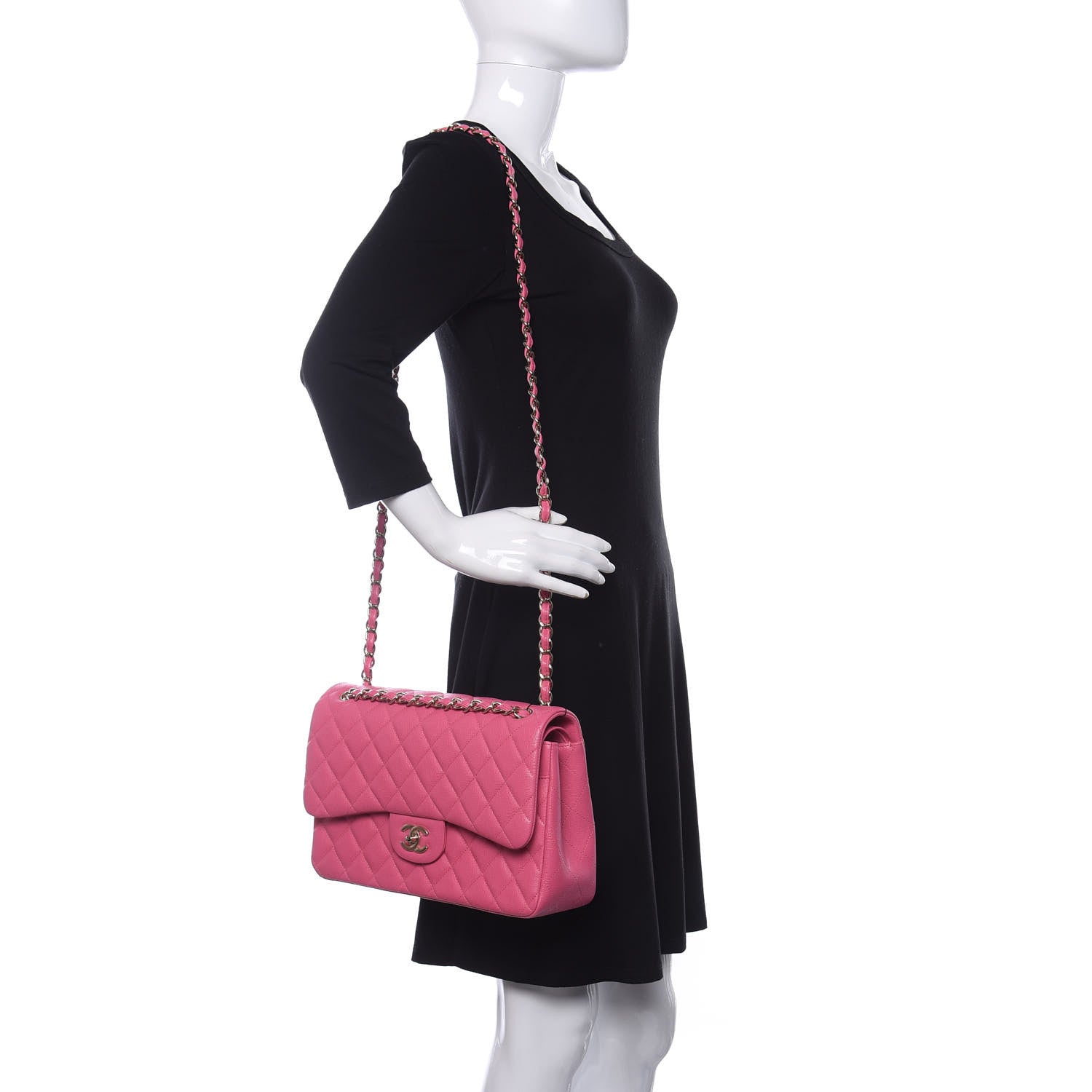 Chanel Caviar Quilted Jumbo Double Flap Pink 2 of 11
