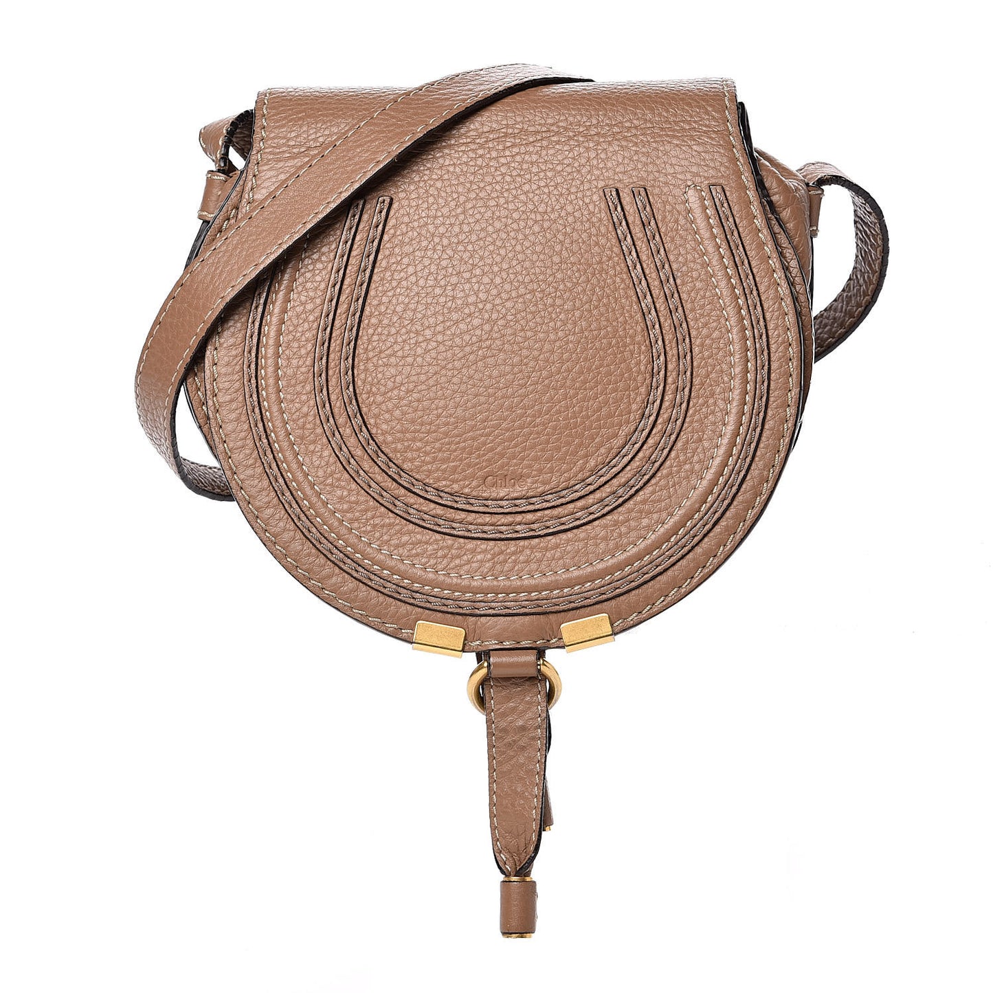 Calfskin Mini Marcie Round Crossbody Bag Nut