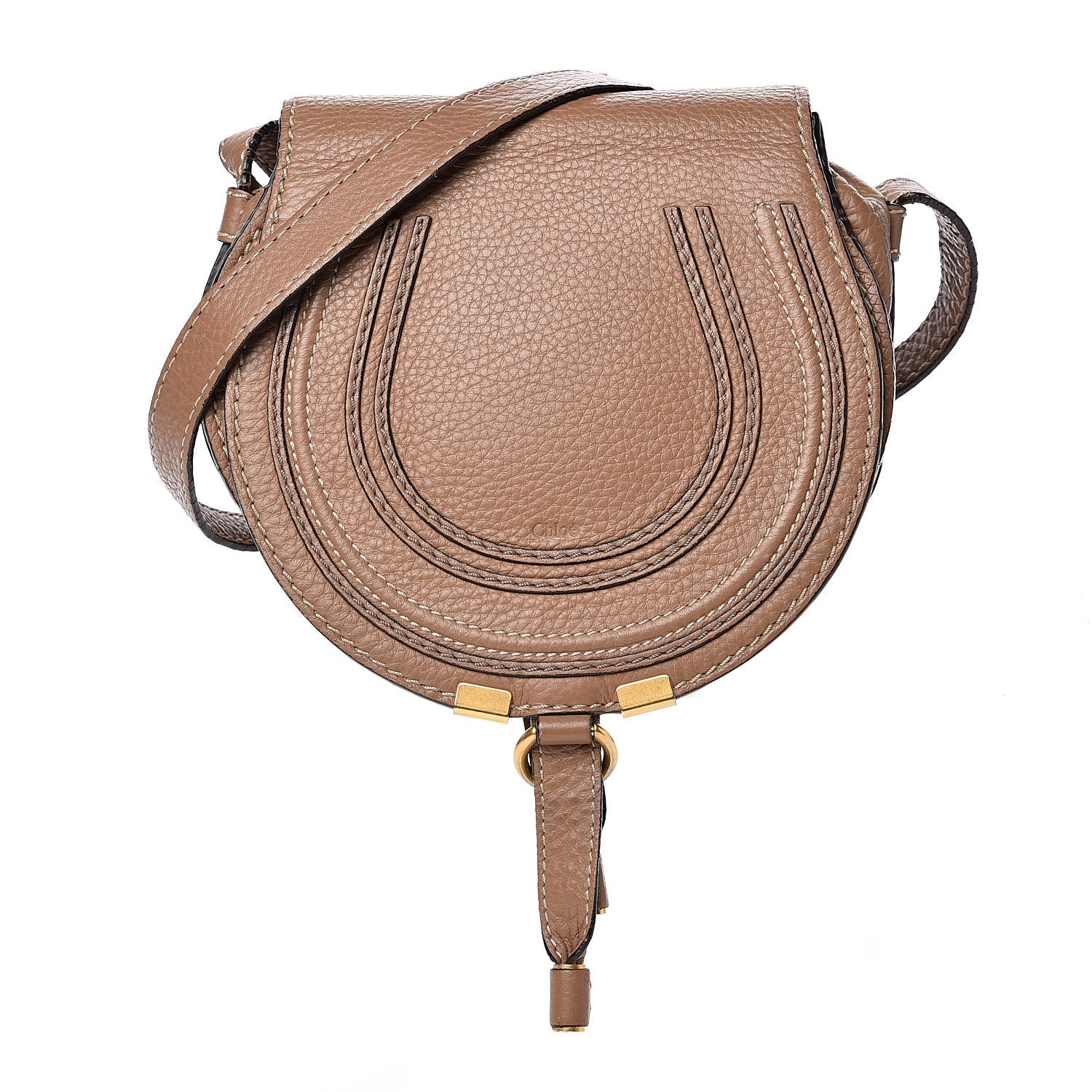 Chloe Calfskin Mini Marcie Round Crossbody Bag Nut 1 of 14