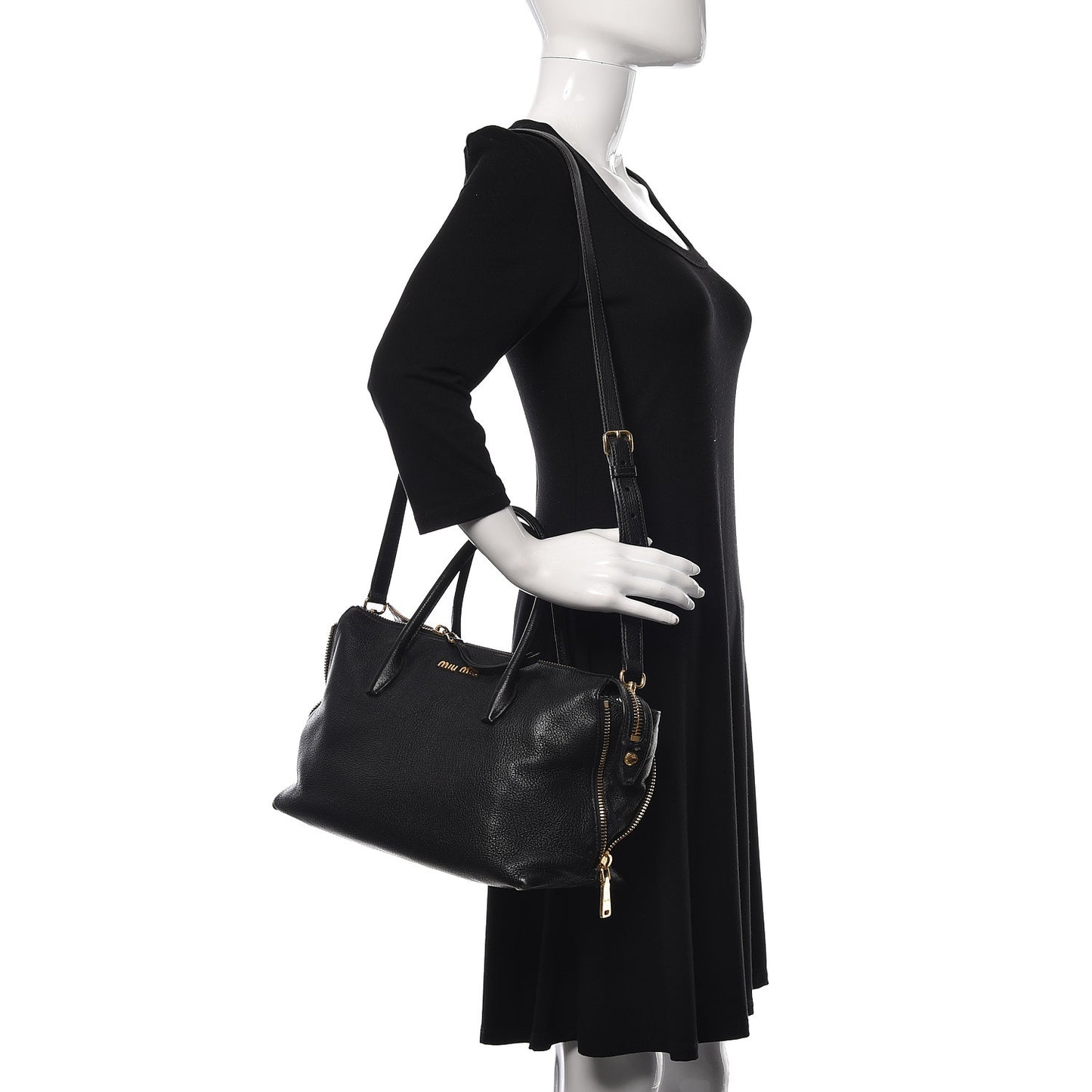 Goatskin Madras Zip Tote Black