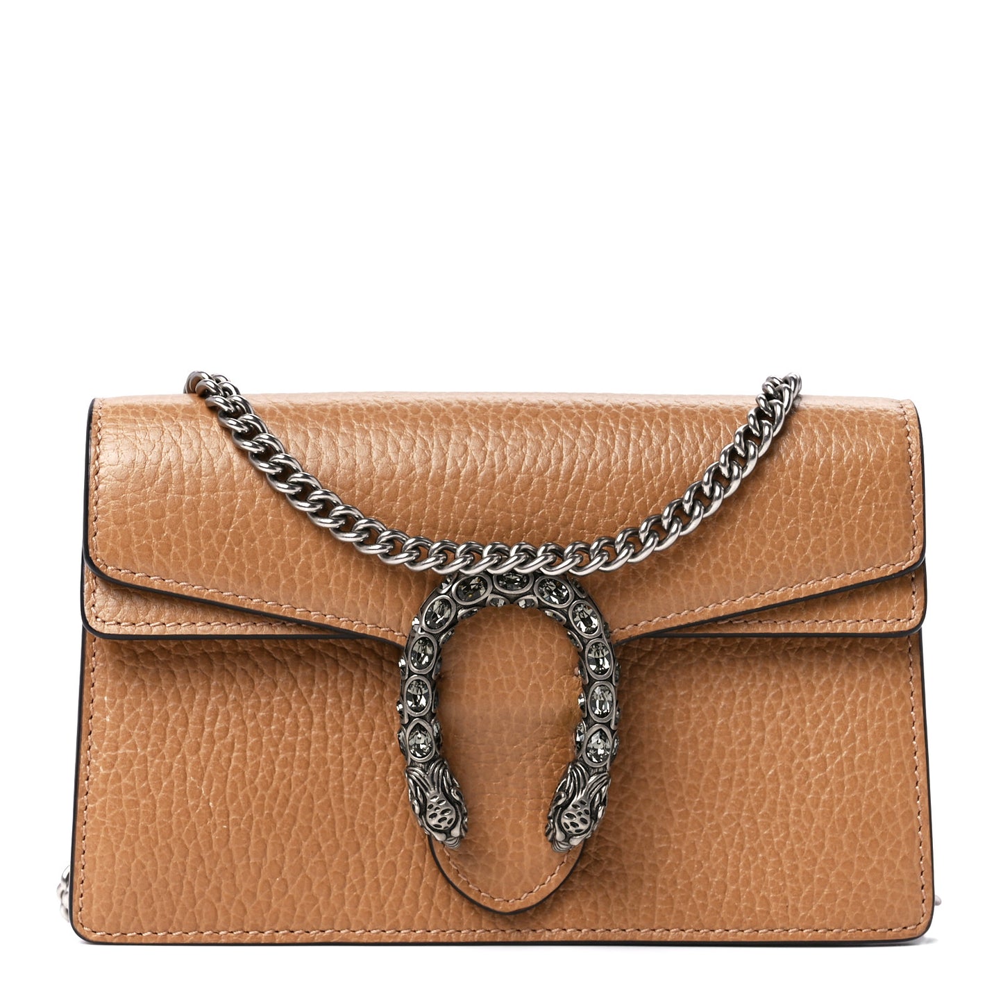Dollar Calfskin Crystal Super Mini Dionysus Shoulder Bag Natural Tan Black Diamond