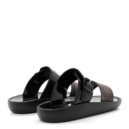 Louis Vuitton Monogram Sunbath Flat Mule Sandals 38 Black 5 of 9