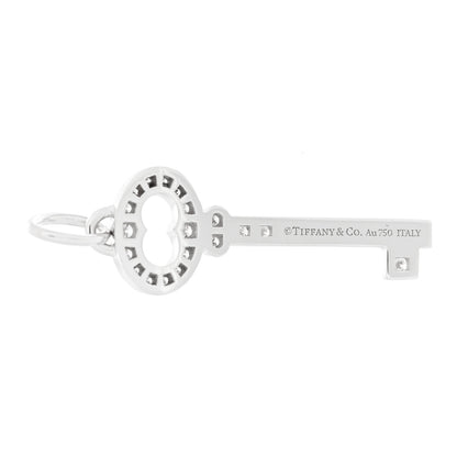 Tiffany 18K White Gold Diamond Mini Vintage Oval Key Pendant 3 of 4