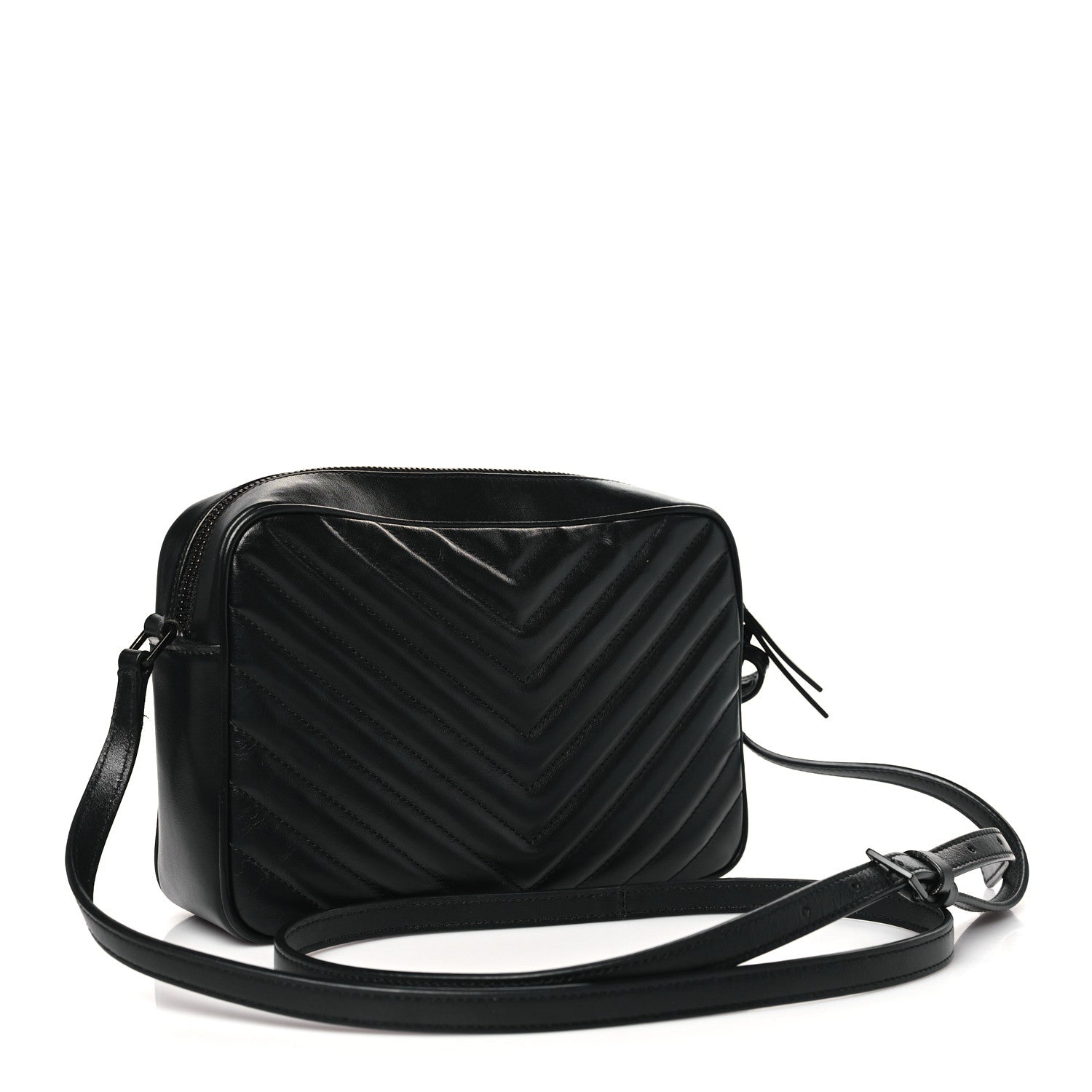 Saint Laurent Calfskin Matelasse Monogram Monochrome Lou Camera Bag Black 3 of 13
