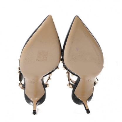 Valentino Garavani Pebbled Calfskin Rockstud Ankle Strap 65mm Pumps 37 Black 5 of 9