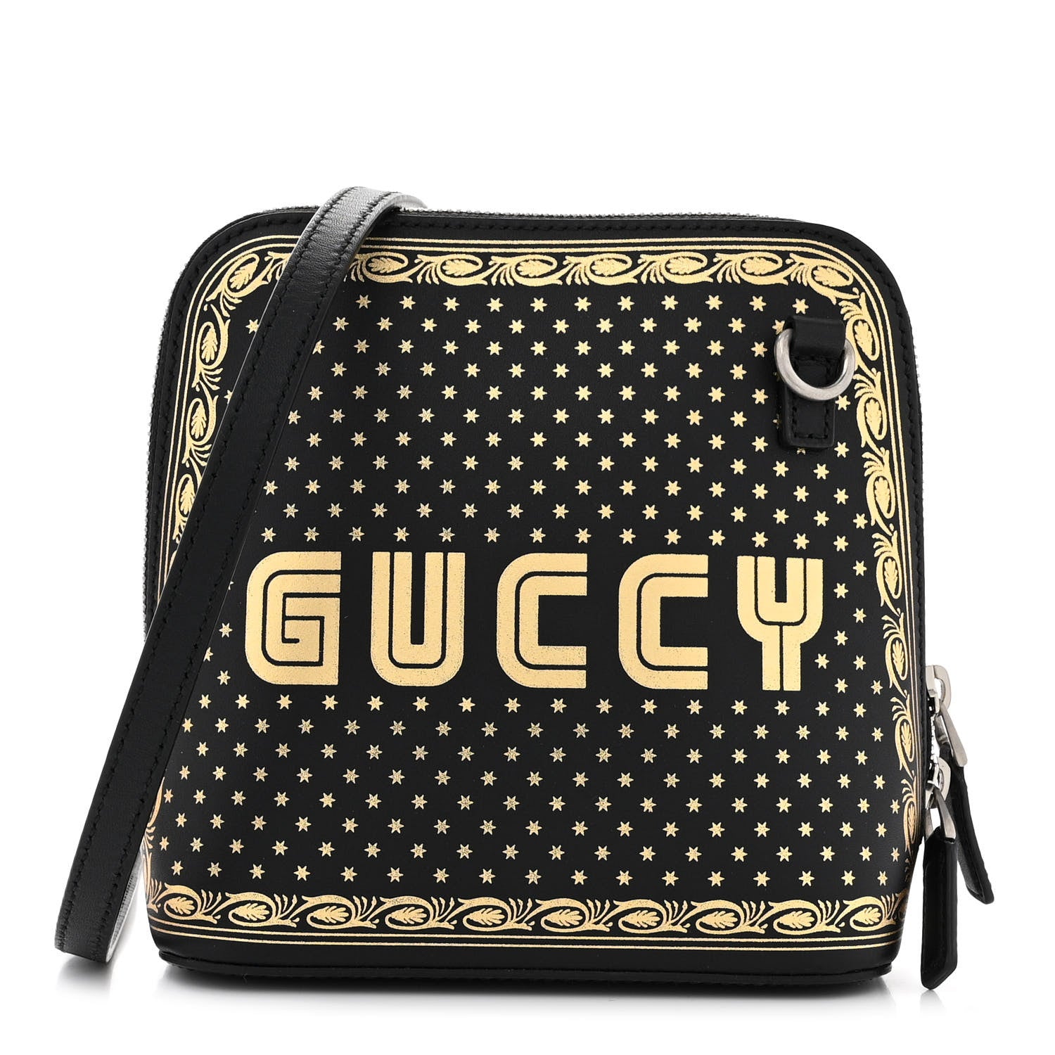 Gucci X SEGA Calfskin GUCCY Stars Mini Dome Shoulder Bag Black Gold 1 of 10