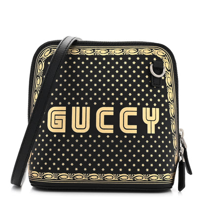 Gucci X SEGA Calfskin GUCCY Stars Mini Dome Shoulder Bag Black Gold 1 of 10