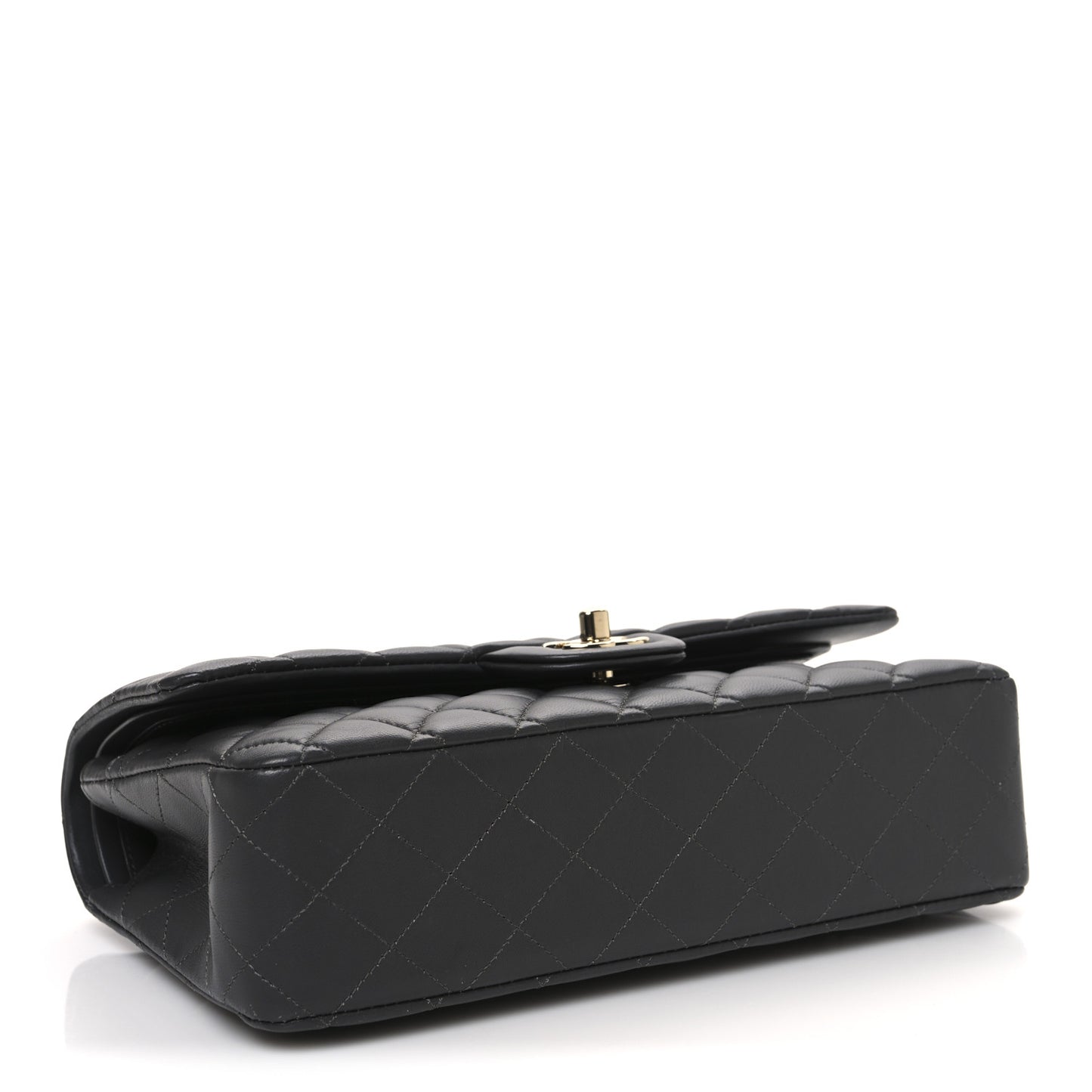 Lambskin Quilted Medium Double Flap Dark Grey