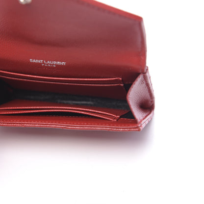 Saint Laurent Grain De Poudre Matelasse Chevron Small Monogram Envelope Wallet New Red 5 of 7