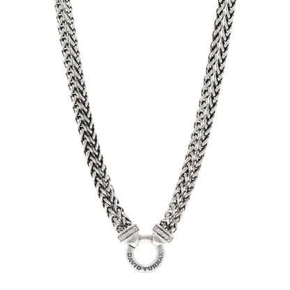 David Yurman Sterling Silver Diamond 18mm Double Wheat Chain Necklace 1 of 6
