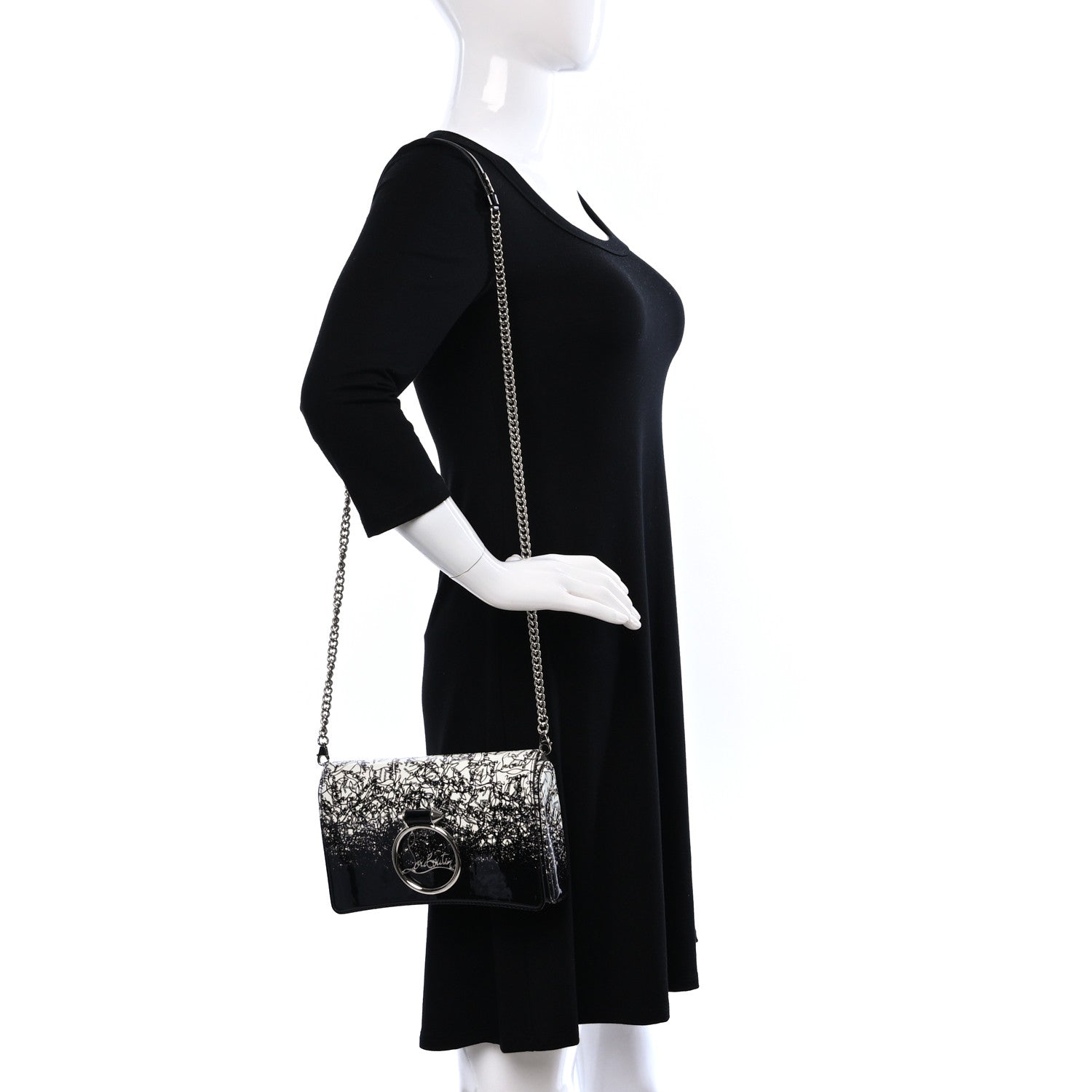 Christian Louboutin Patent Degraloubi RubyLou Clutch Snow Black 2 of 9