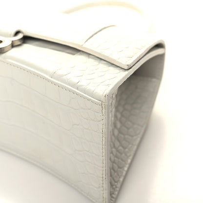 Balenciaga Calfskin Crocodile Embossed Small Hourglass Top Handle Bag White 10 of 15