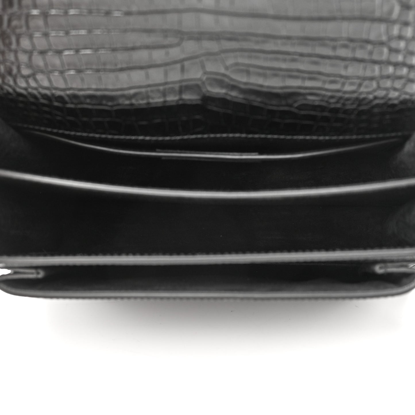 Calfskin Crocodile Embossed Medium Monochrome Monogram Sunset Black
