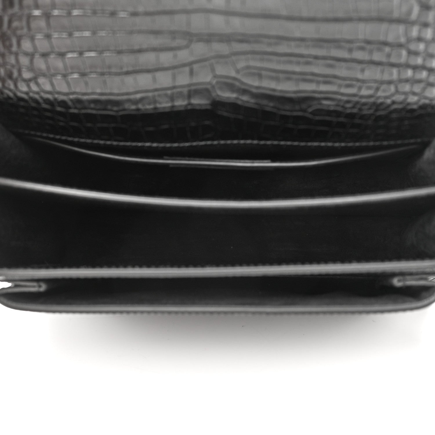 Saint Laurent Calfskin Crocodile Embossed Medium Monochrome Monogram Sunset Black 5 of 15