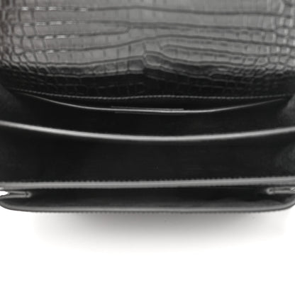 Saint Laurent Calfskin Crocodile Embossed Medium Monochrome Monogram Sunset Black 5 of 15