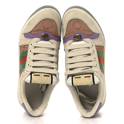 Gucci Moire Fabric Nubuck Web Womens Screener Sneakers 37 Cinnamon Dusty Milk New Lavender 2 of 9
