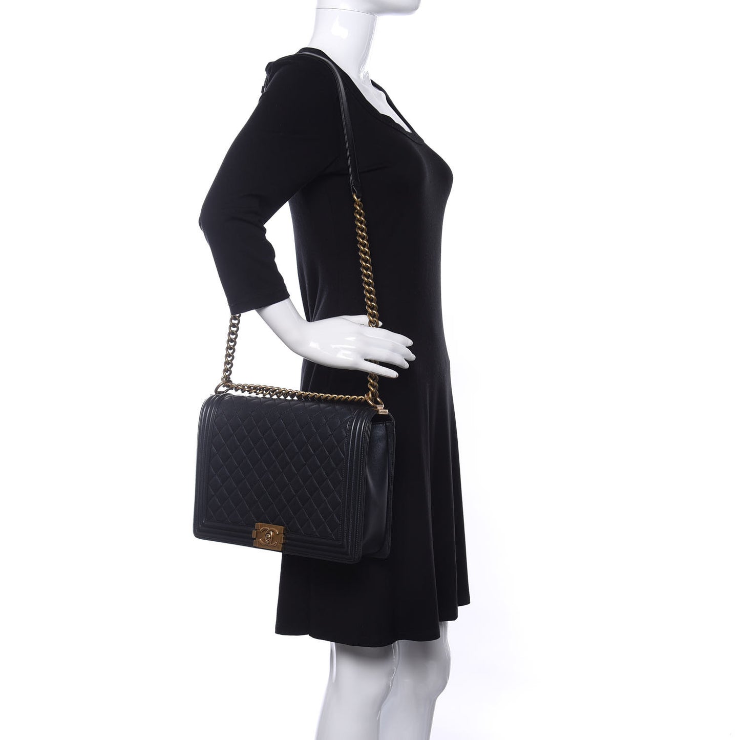 Iridescent Lambskin Quilted Large Boy Flap Black