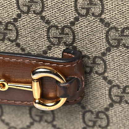 Gucci GG Supreme Monogram Azalea Calfskin Web Mini Horsebit 1955 Shoulder Bag Beige Ebony Brown Sugar 15 of 19