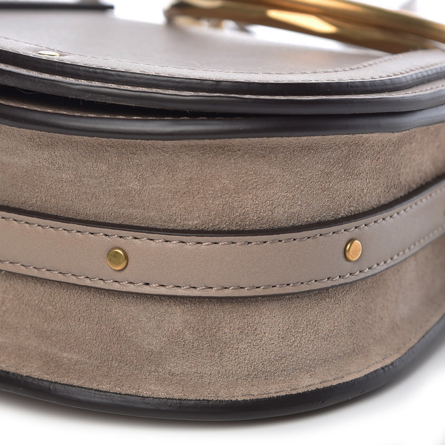 Calfskin Suede Small Nile Bracelet Bag Motty Grey
