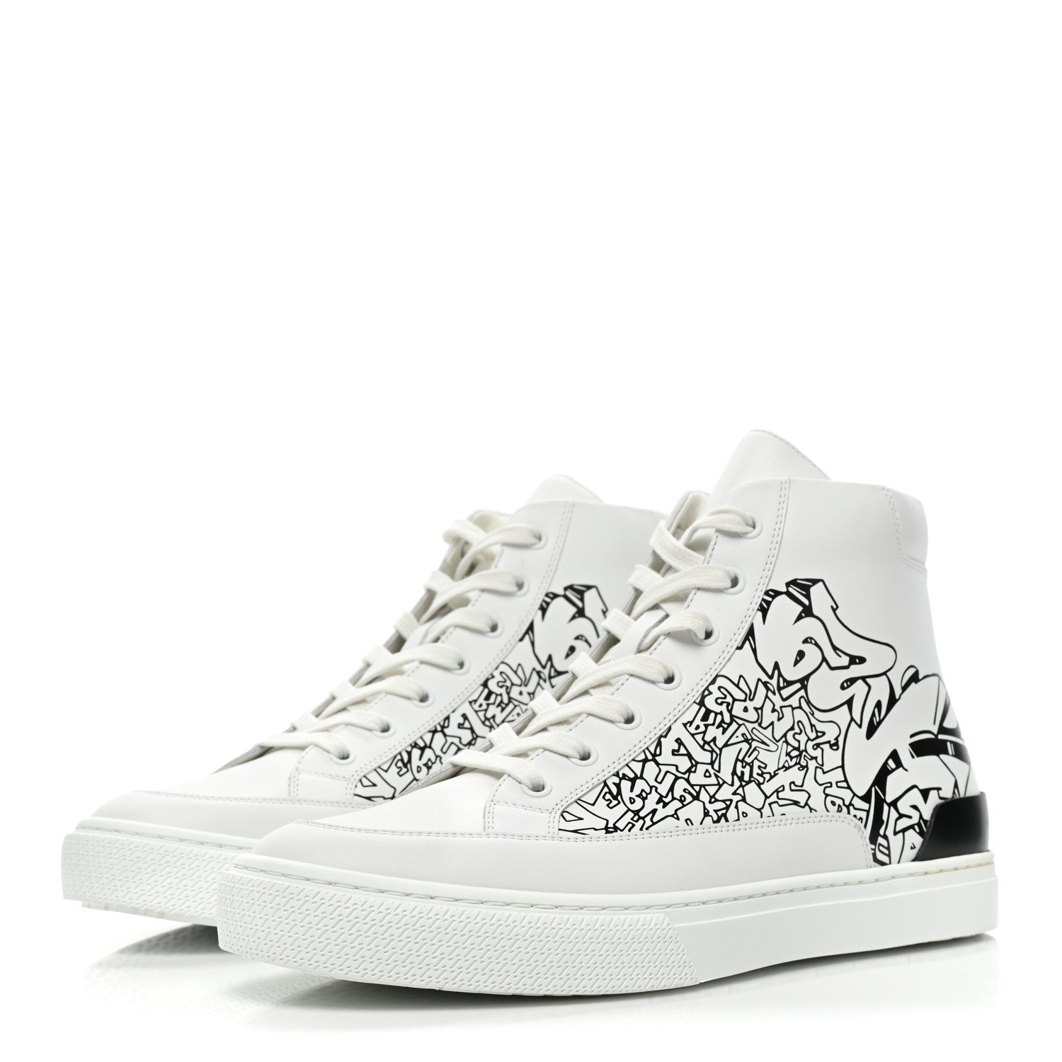 Hermes Calfskin Graff Print Mens District Sneakers 41 White Black 3 of 10