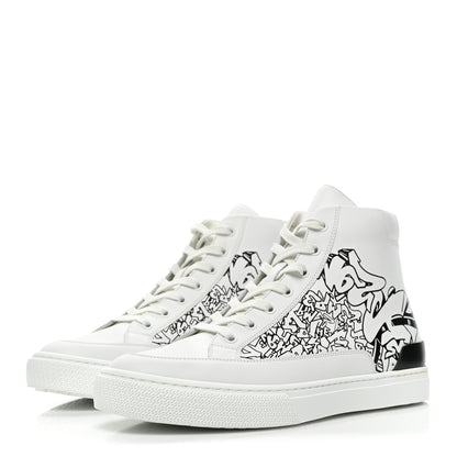 Hermes Calfskin Graff Print Mens District Sneakers 41 White Black 3 of 10