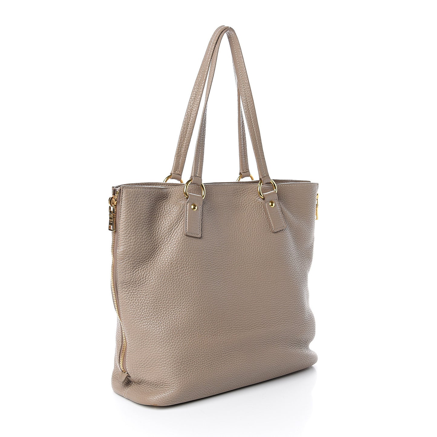 Vitello Daino Side Zip Tote Visone