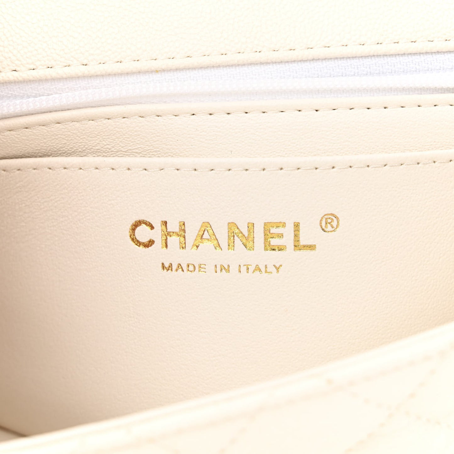 Caviar Quilted Mini Top Handle Rectangular Flap White