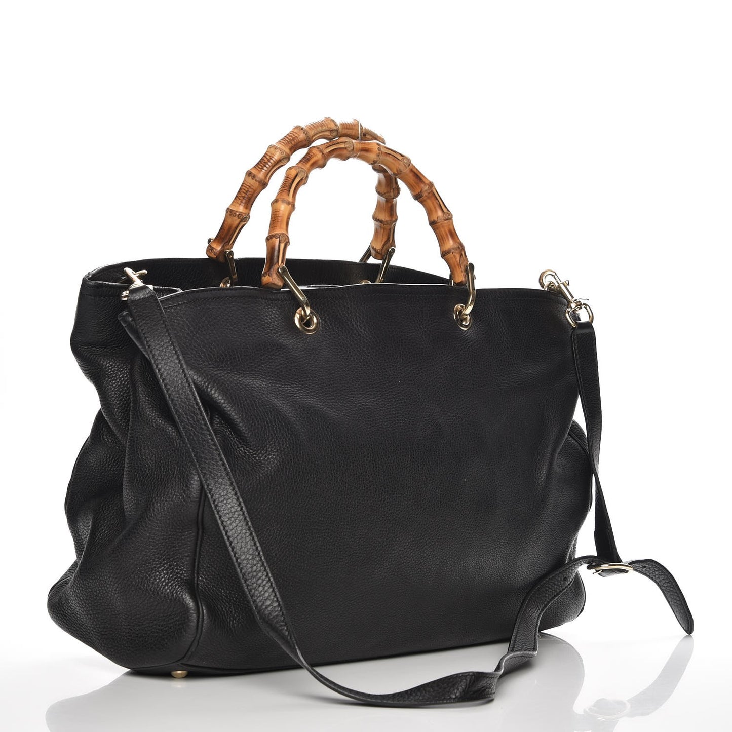 Calfskin Large Bamboo Shopper Tote Black