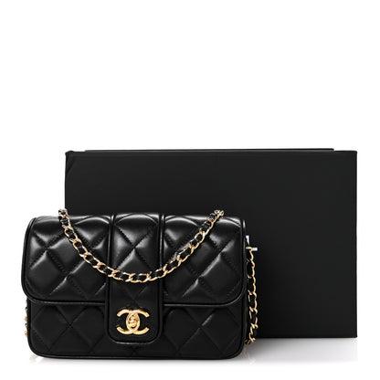 Chanel Lambskin Quilted Tab Mini Flap Black 12 of 12