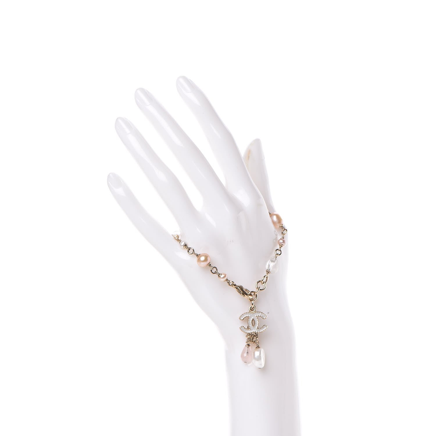 Chanel Enamel Pearl Beaded CC Bracelet Pink 2 of 5