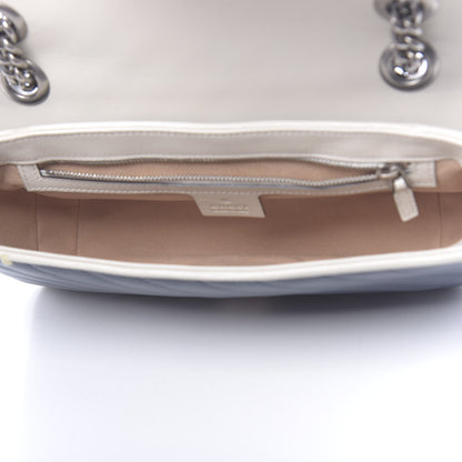 Gucci Vintage Effect Calfskin Matelasse Diagonal Small Torchon GG Marmont Shoulder Bag Blue Agata Mystic White 5 of 10