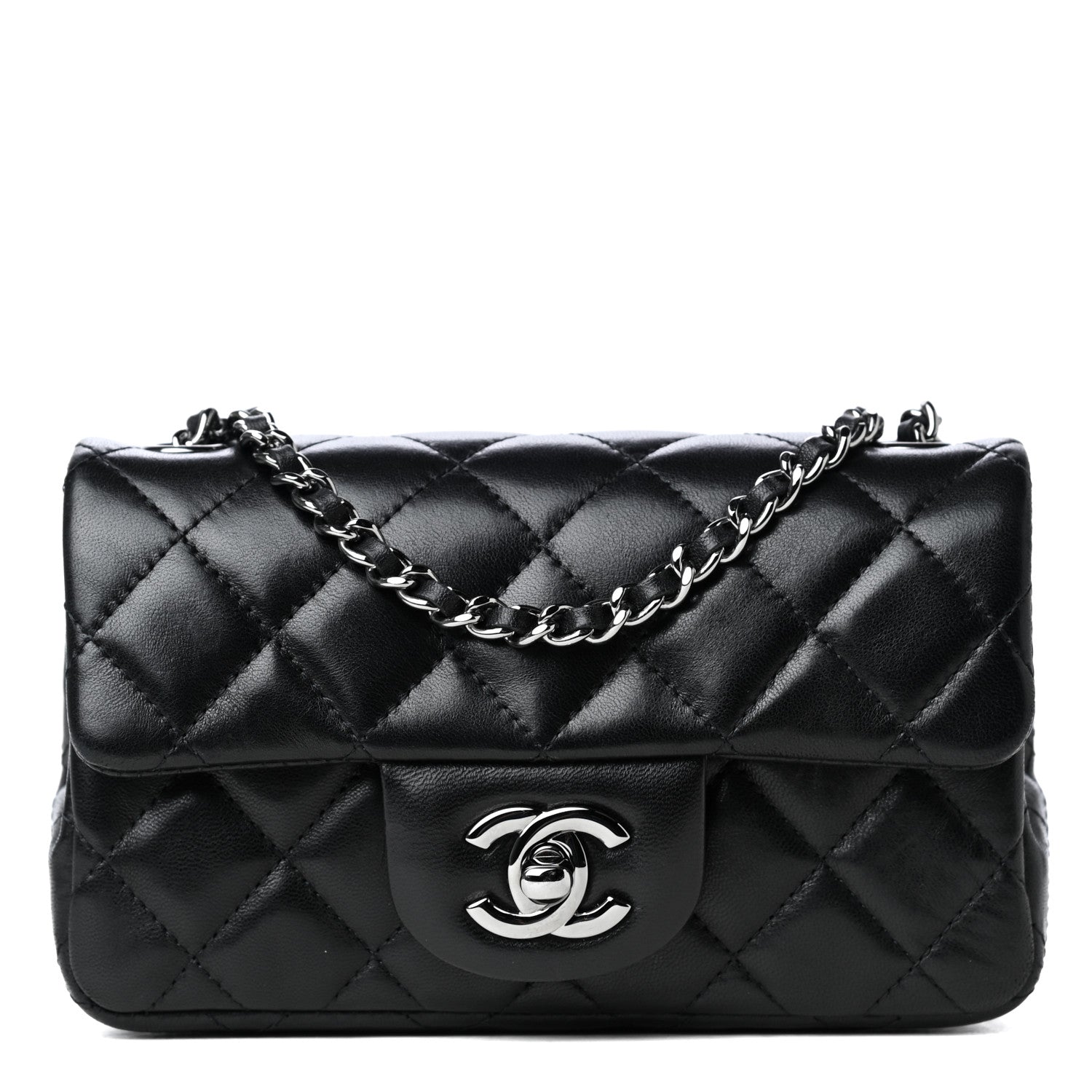 Chanel Lambskin Quilted Extra Mini Rectangular Flap Black 2 of 8
