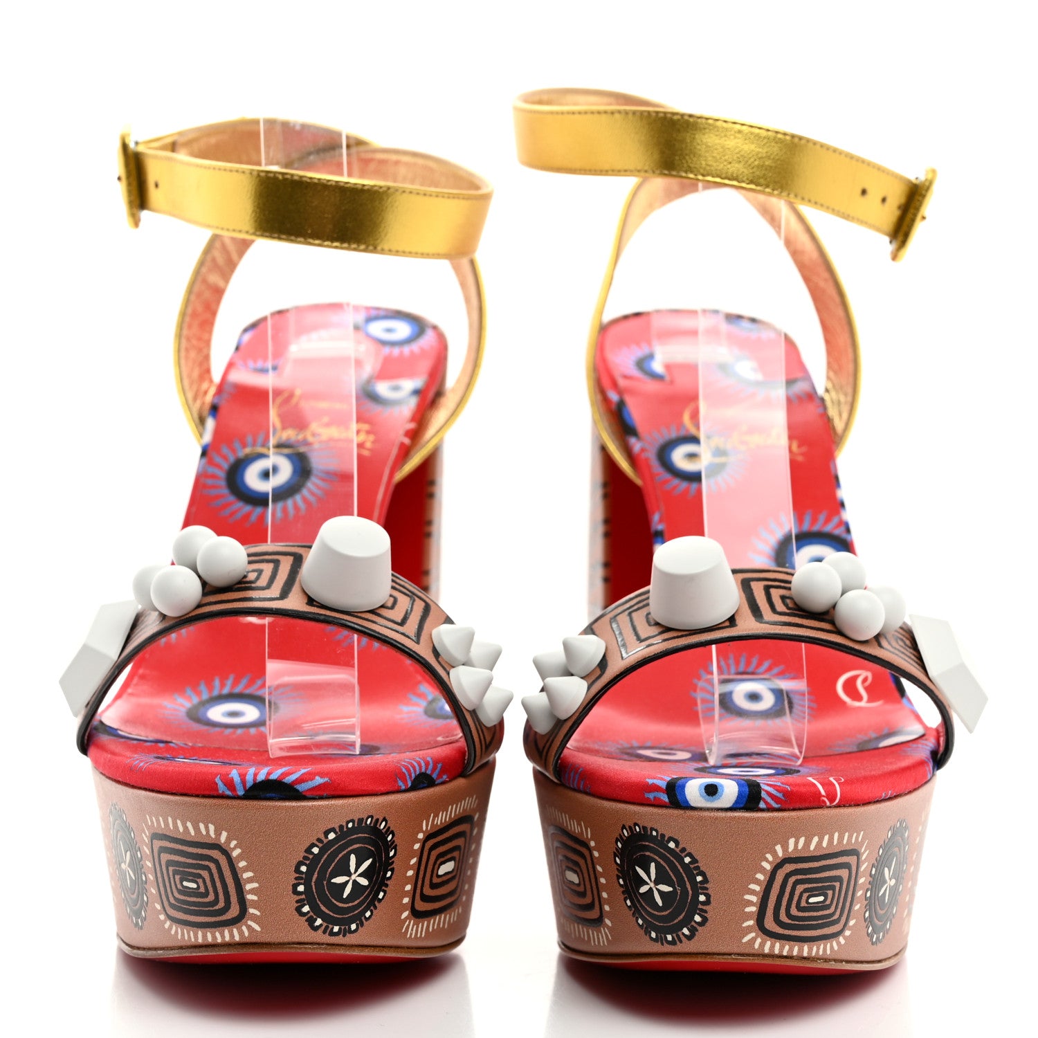 Christian Louboutin Calfskin Movida Athina Printed 130 Platform Sandals 40.5 Brown Multicolor 2 of 8