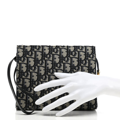 Christian Dior Oblique Zipped Pouch Clutch Blue 2 of 7