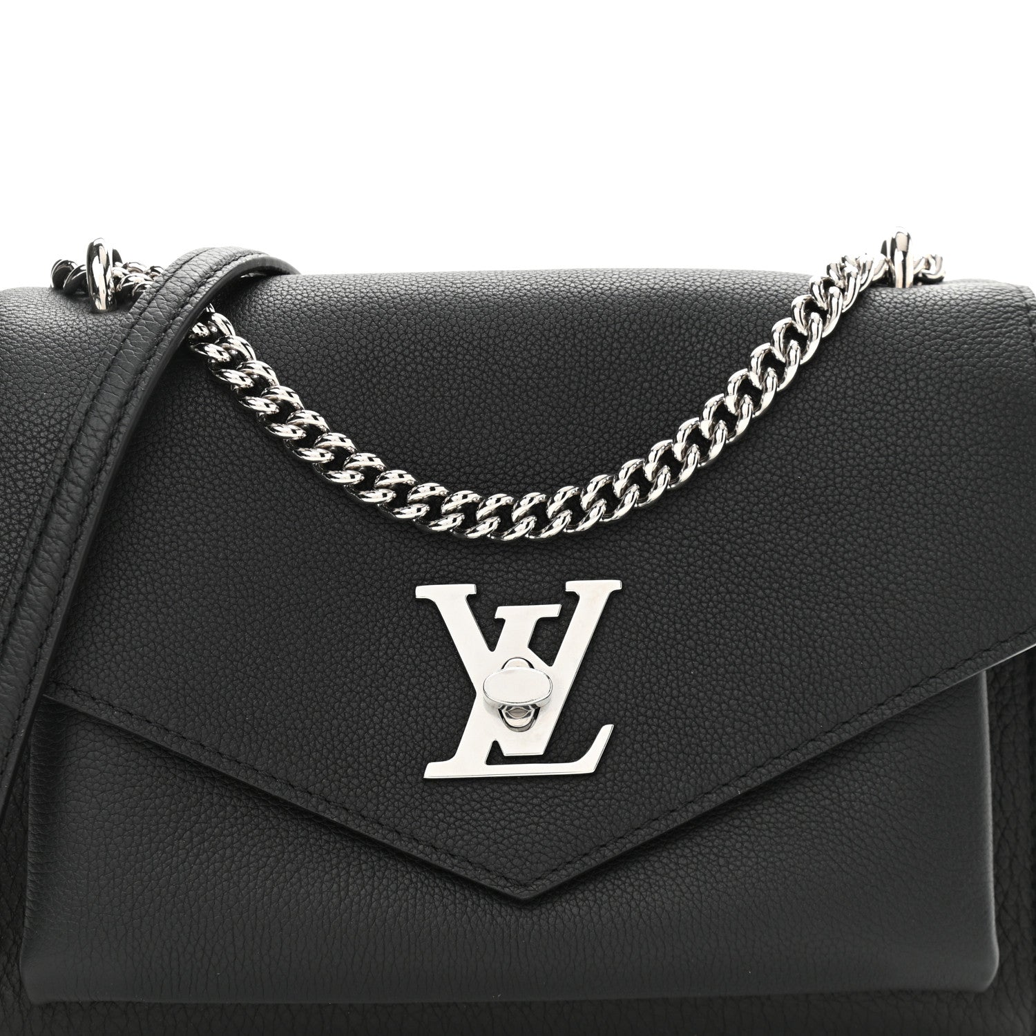 Louis Vuitton Soft Calfskin Mylockme Chain Bag BB Black 7 of 12