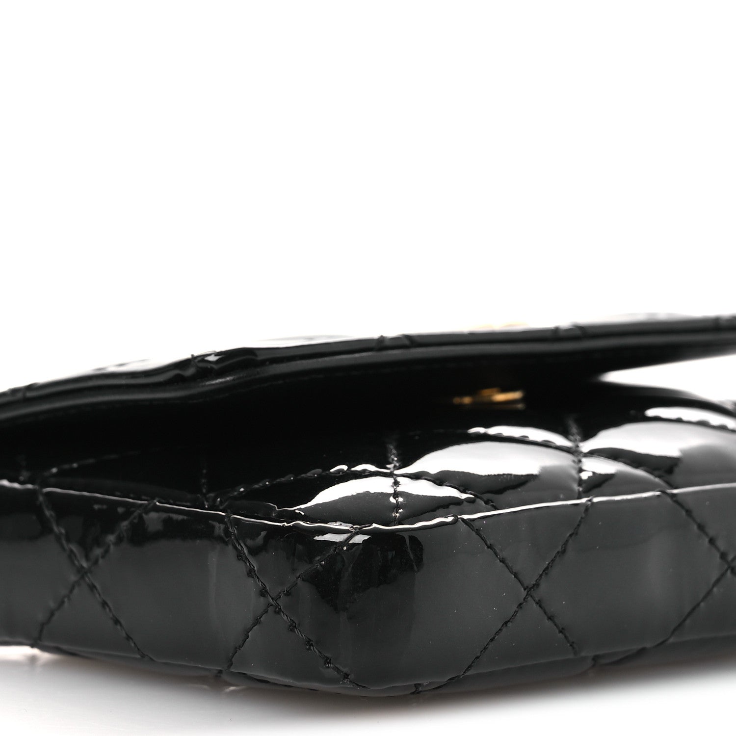Chanel Patent Enamel Quilted Coco Hearts Clutch With Chain Black 10 of 14