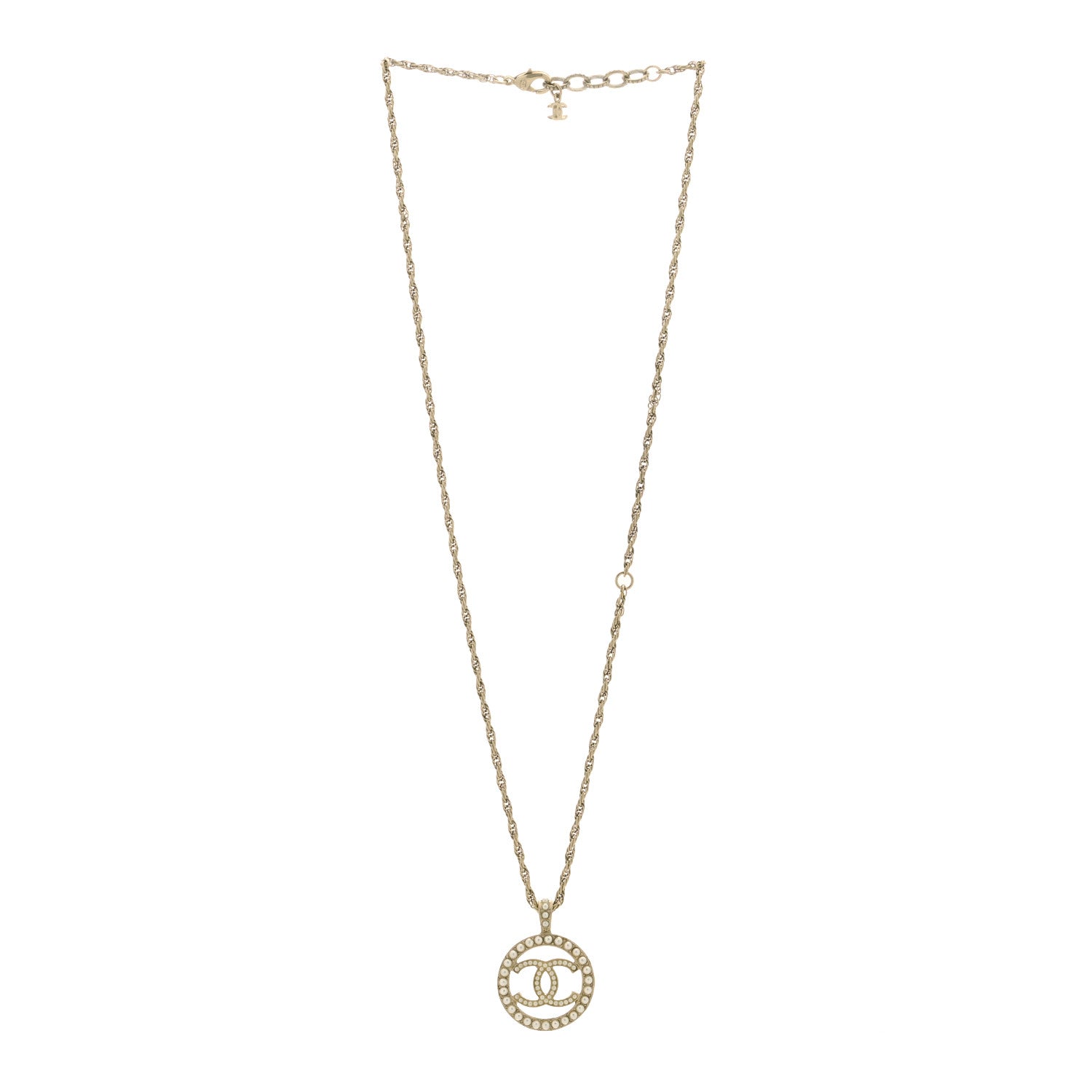 Chanel Pearl CC Round Pendant Necklace Gold 2 of 3