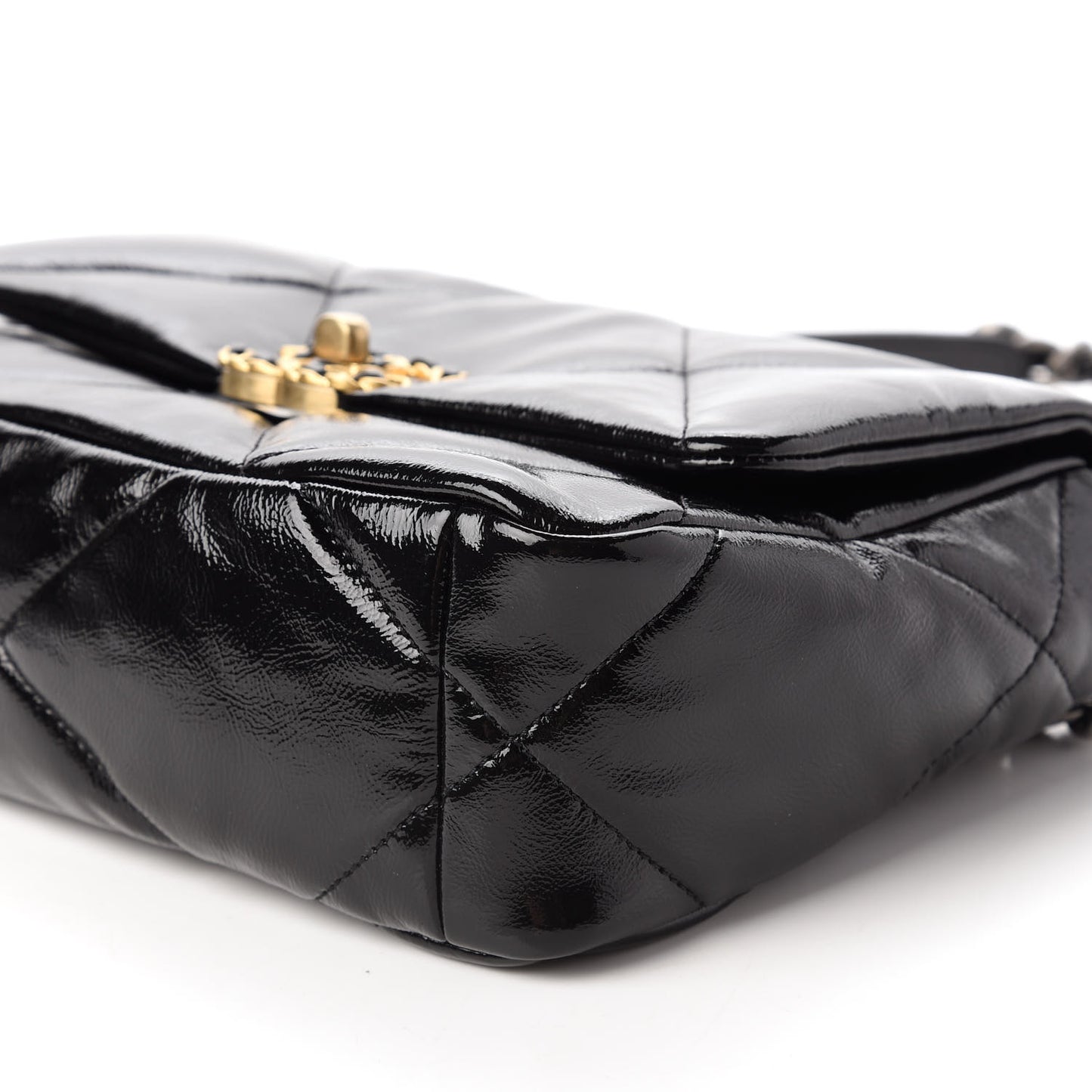 Shiny Crumpled Calfskin Quilted Medium Chanel 19 Flap Black