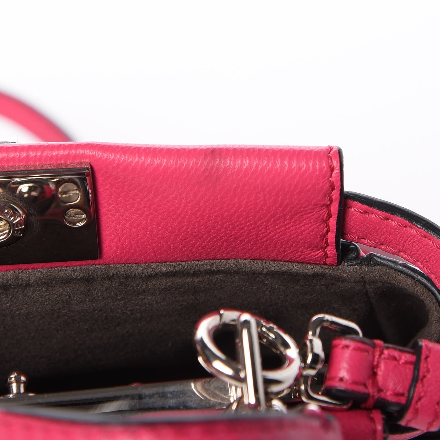 Fendi Shiny Nappa Micro Peekaboo Iconic Satchel Fuxia 10 of 12