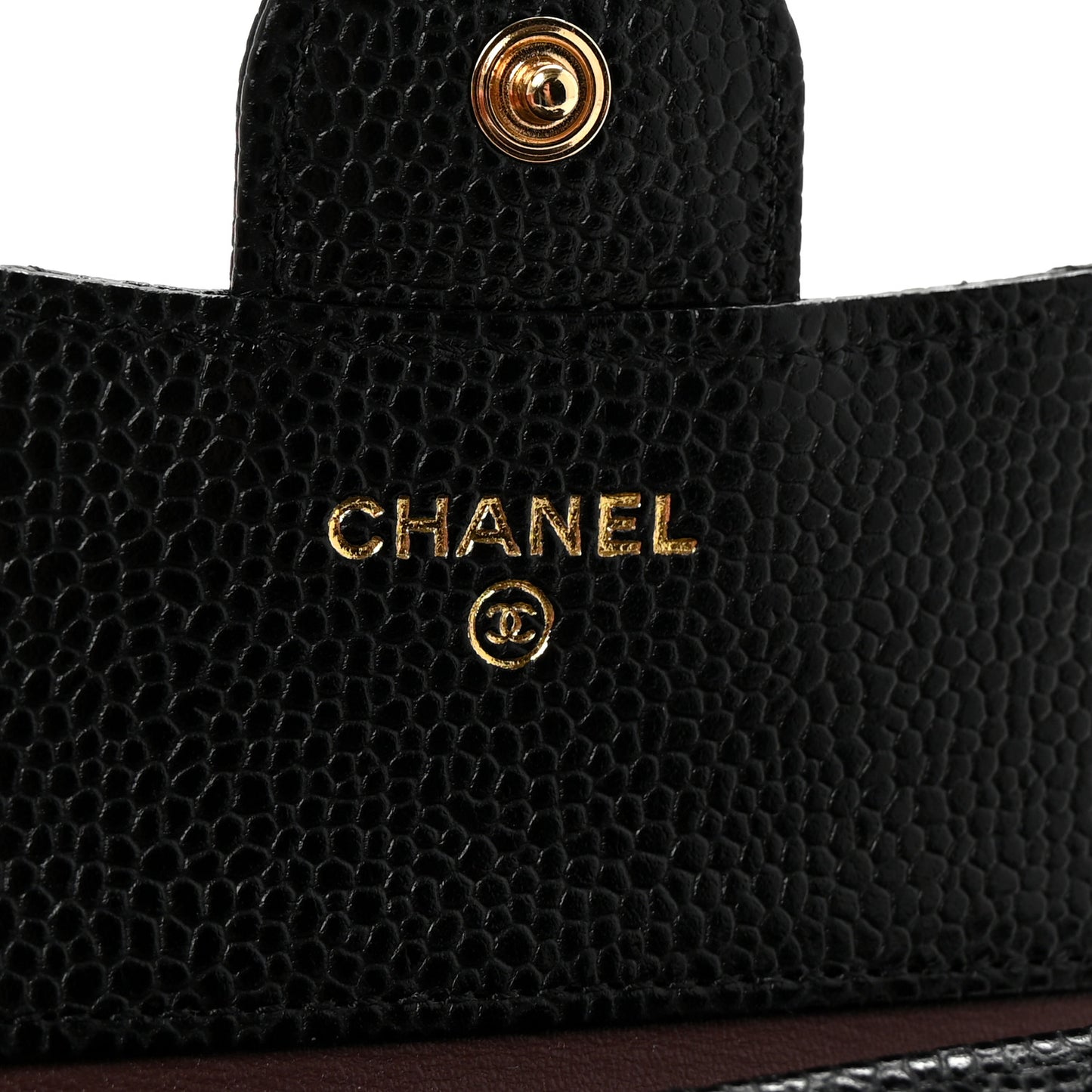 Caviar Quilted Compact Flap Wallet Black